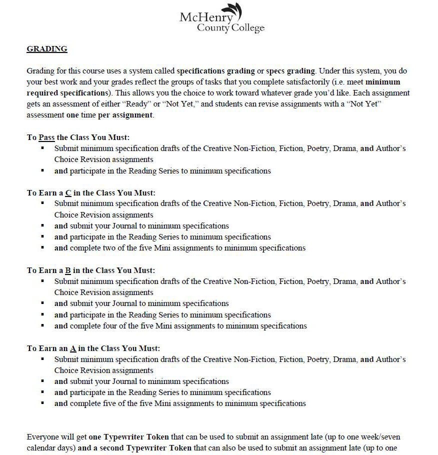 Specs Grading Syllabus Screen Shot